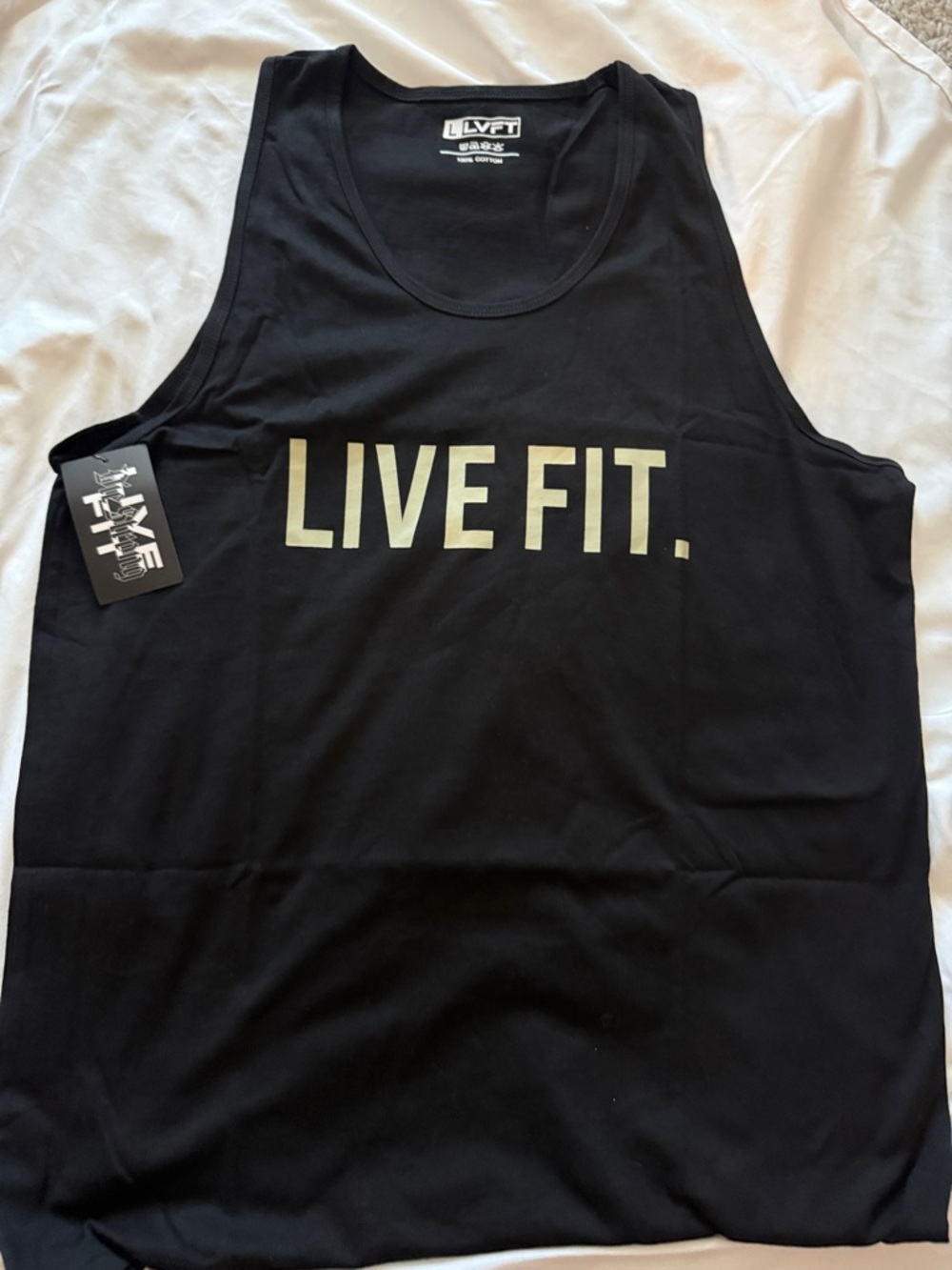 LIVE FIT. Men's Black Tank Top with Metallic Logo